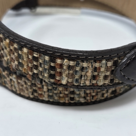 BRIGHTON WOVEN BROWN LEATHER BELT HEART SILVER BUCKLE STYLE C5108 UNISEX M/30 - Picture 4 of 16